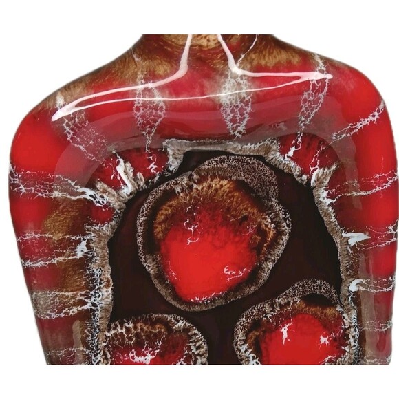 Vintage Ceramic Dust Pan Ashtray Catchall Lava Look Red Brown White MCM 10x6x2 - Picture 7 of 12